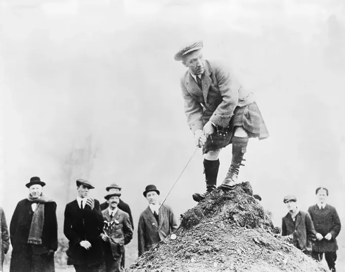 Framed Print : Comedian Harry Lauder Teeing Off on Dirt Mound Framed Print : Comedian Harry Lauder Teeing Off on Dirt Mound