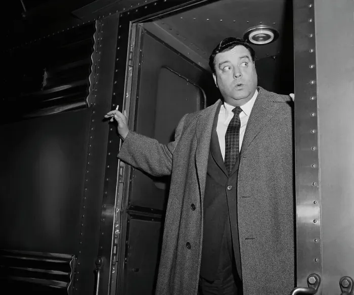 Framed Print : Comedian Jackie Gleason on Train Framed Print : Comedian Jackie Gleason on Train
