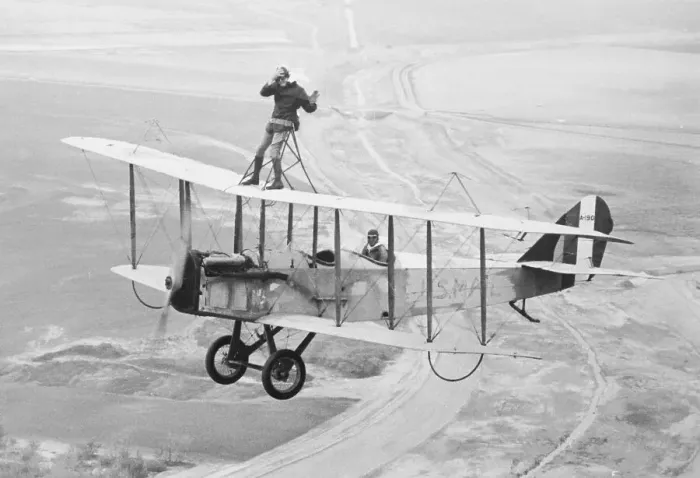 Framed Print : Comedian Steve Allen Performing Airplane Stunt Framed Print : Comedian Steve Allen Performing Airplane Stunt