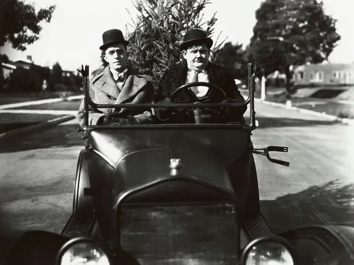 Framed Print : Comedy Team Laurel and Hardy Driving with Christmas Tree Framed Print : Comedy Team Laurel and Hardy Driving with Christmas Tree