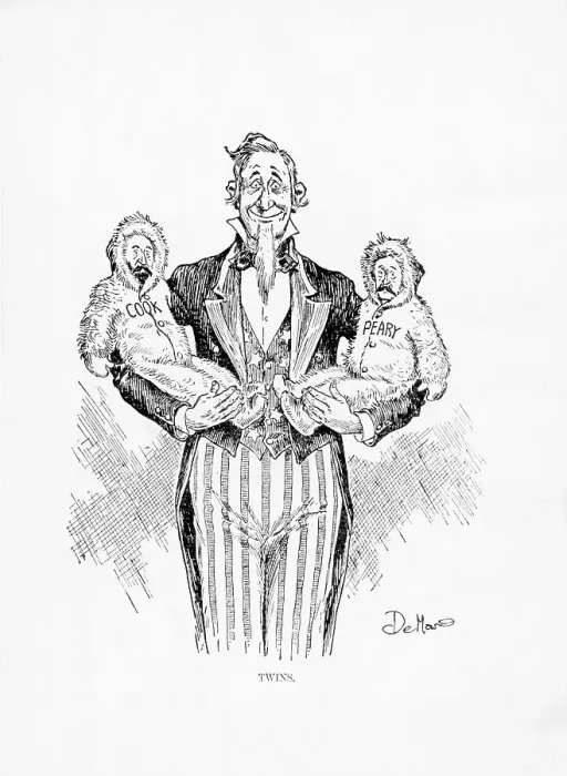 Framed Print : Comic Of Uncle Sam Holding Cook & Peary Framed Print : Comic Of Uncle Sam Holding Cook & Peary