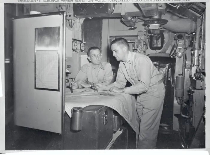 Framed Print : Commander and Officer Conversing Aboard Submarine Framed Print : Commander and Officer Conversing Aboard Submarine