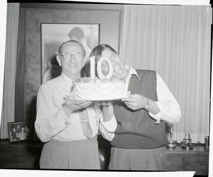 Framed Print : Commedian Jerry Lewis and Ernest Glucksman Holding Cake Framed Print : Commedian Jerry Lewis and Ernest Glucksman Holding Cake