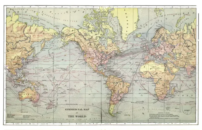 Framed Print : Commercial map of the world 1892 Framed Print : Commercial map of the world 1892
