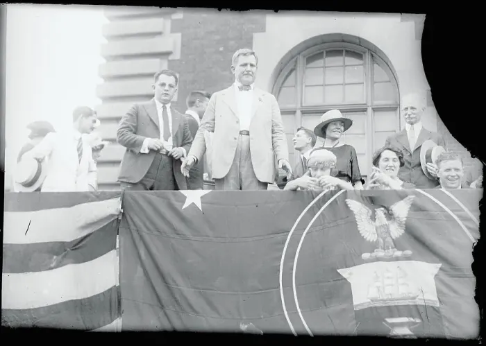 Framed Print : Commisioner Addressing Immigrants