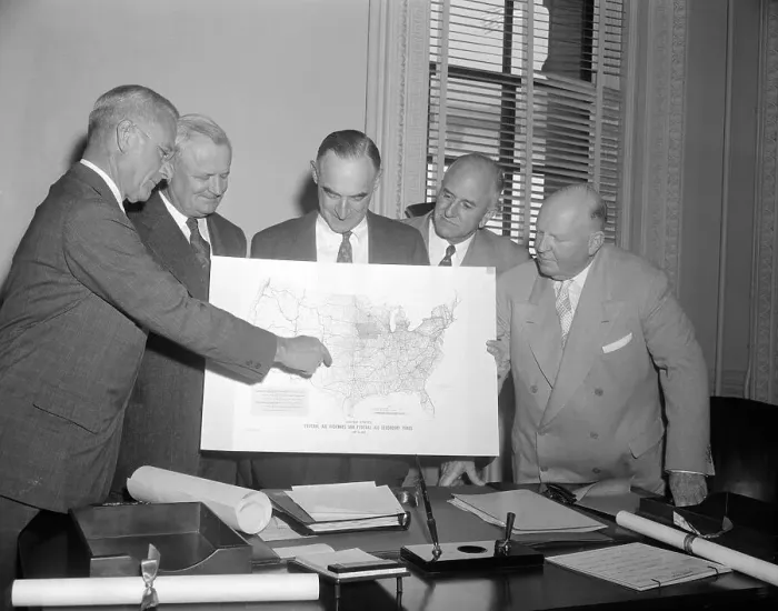 Framed Print : Committee on Highway Construction Displaying a Map of United States Framed Print : Committee on Highway Construction Displaying a Map of United States