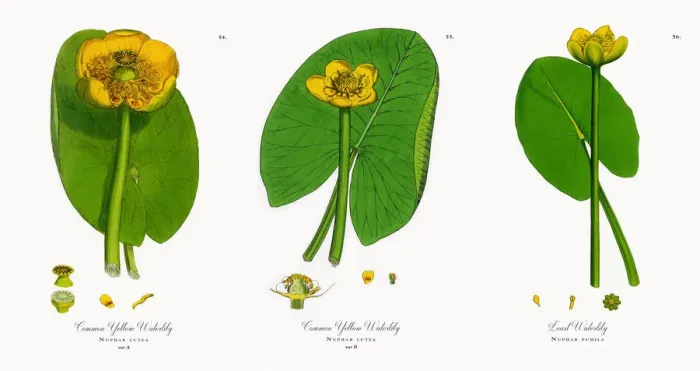 Framed Print : Common Yellow Waterlily, Nuphar lutea, Victorian Botanical Illustration, 1863 Framed Print : Common Yellow Waterlily, Nuphar lutea, Victorian Botanical Illustration, 1863