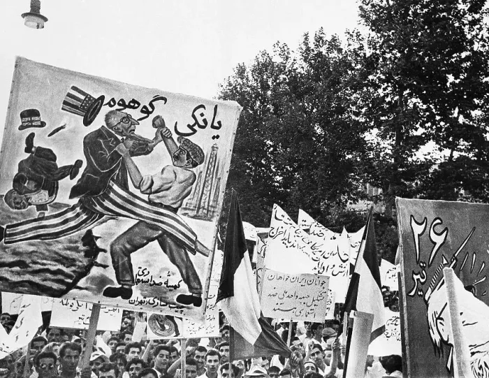 Framed Print : Communist Iranians Hold Signs at Demonstration Framed Print : Communist Iranians Hold Signs at Demonstration
