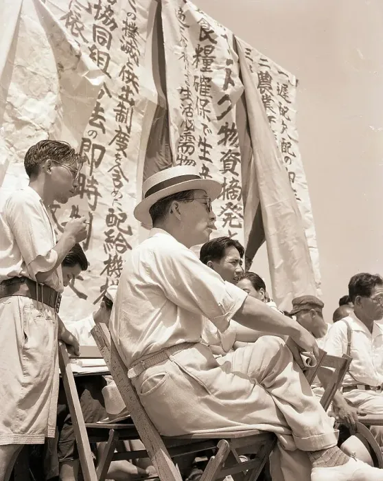 Framed Print : Communist Leader at Rice Rally with Banners Framed Print : Communist Leader at Rice Rally with Banners