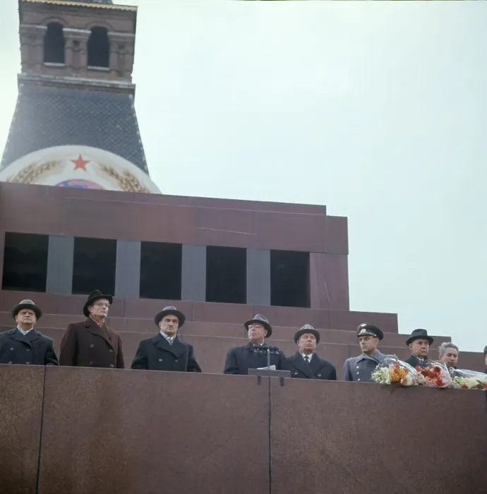 Framed Print : Communist Leaders Standing Above Crowd Framed Print : Communist Leaders Standing Above Crowd