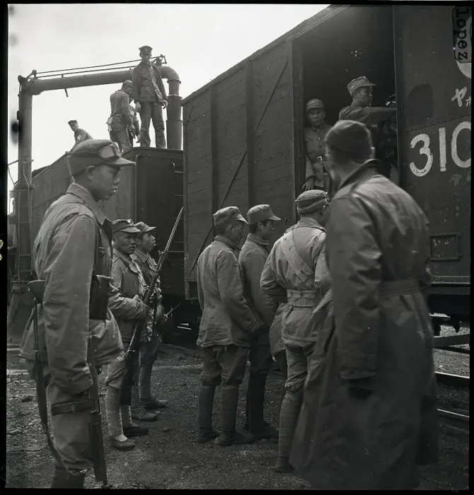 Framed Print : Communist Troops Put Aboard Train Framed Print : Communist Troops Put Aboard Train
