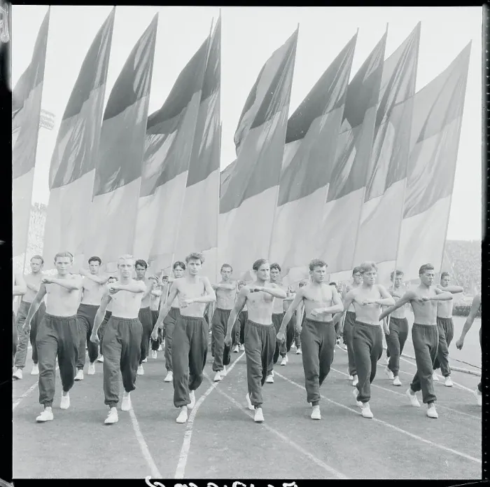Framed Print : Communist Youths Carrying Banners Framed Print : Communist Youths Carrying Banners