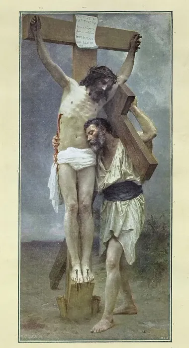 Framed Print : Compassion, man helping Christ on the Cross, after William-Adolphe Bouguereau Framed Print : Compassion, man helping Christ on the Cross, after William-Adolphe Bouguereau