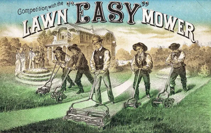 Framed Print : Competition with the Easy Lawn Mower Advertisement Framed Print : Competition with the Easy Lawn Mower Advertisement