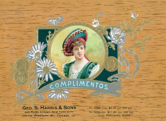 Framed Print : Complimentos Cigar Box W / Woman In Hat Framed Print : Complimentos Cigar Box W / Woman In Hat