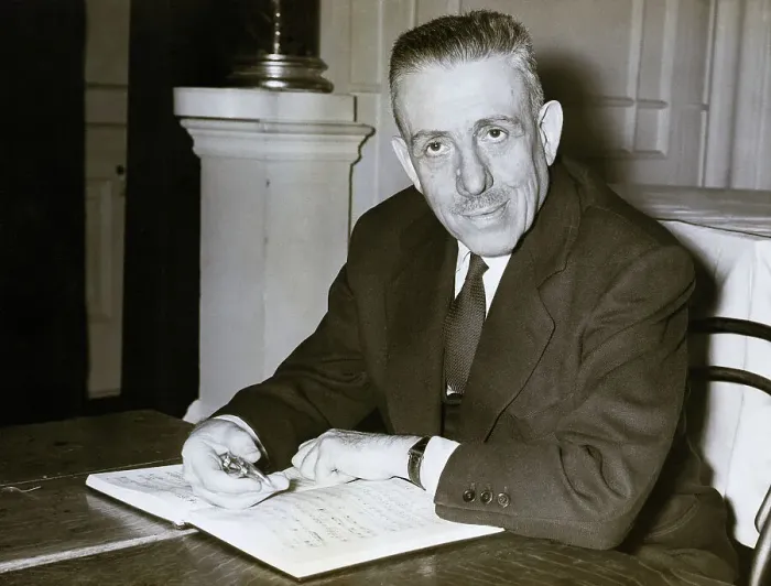 Framed Print : Composer Francis Poulenc Working at a Desk Framed Print : Composer Francis Poulenc Working at a Desk