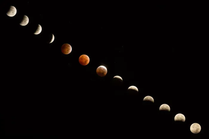 Framed Print : Composite of Total Lunar Eclipse in a dark sky Framed Print : Composite of Total Lunar Eclipse in a dark sky