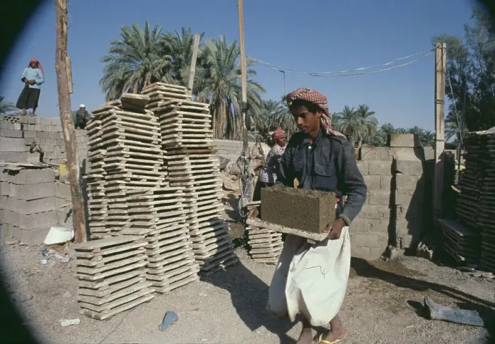 Framed Print : Concrete Block Manufacture, Riyadh