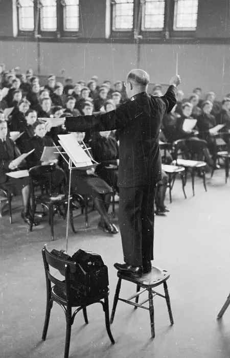 Framed Print : Conductor. 20th December 1947: A Salvation Army conductor at a meeting Framed Print : Conductor. 20th December 1947: A Salvation Army conductor at a meeting