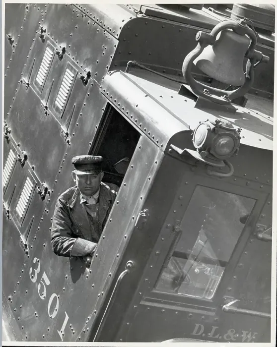 Framed Print : Conductor Leaning out of Train Window Framed Print : Conductor Leaning out of Train Window