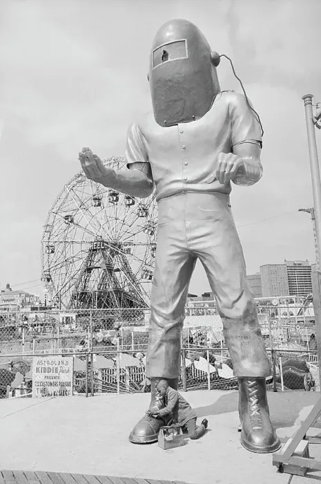 Framed Print : Coney Island Astronaut Gets a Shoeshine Framed Print : Coney Island Astronaut Gets a Shoeshine