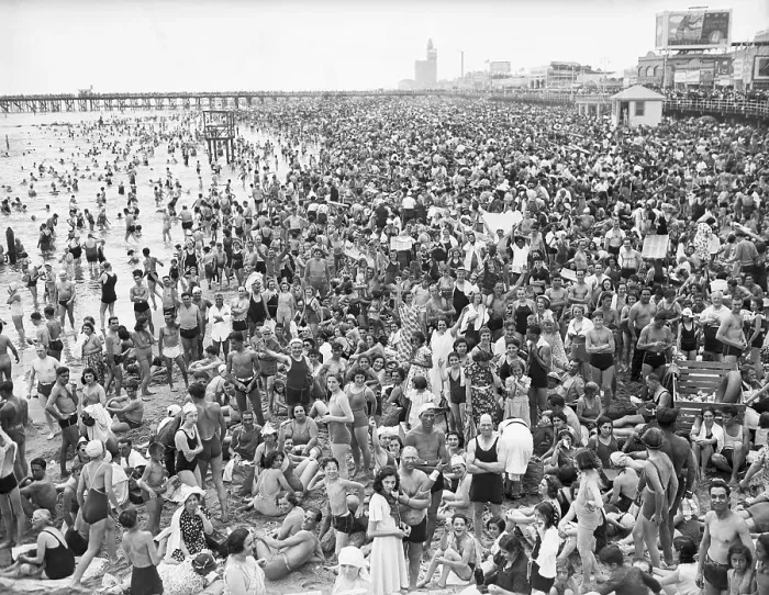 Framed Print : Coney Island Beach Crowd Framed Print : Coney Island Beach Crowd