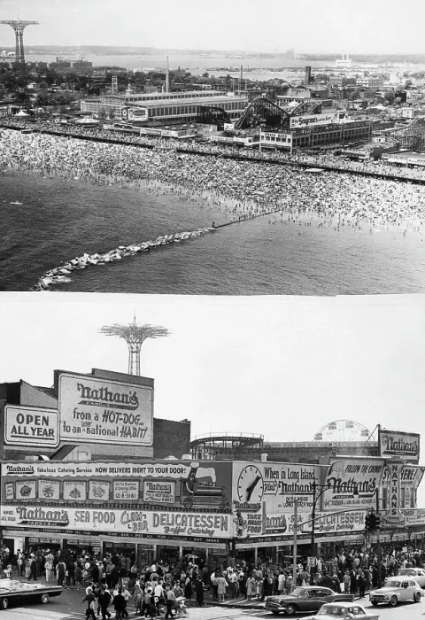 Framed Print : Coney Island Beach and Nathan's Hot Dog Stand Framed Print : Coney Island Beach and Nathan's Hot Dog Stand