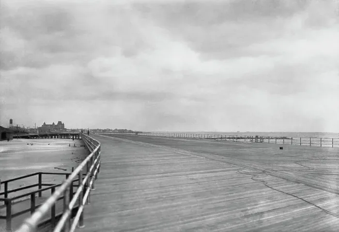 Framed Print : Coney Island boardwalk under construction Framed Print : Coney Island boardwalk under construction