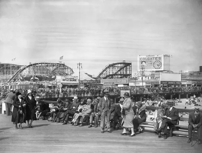 Framed Print : Coney Island Boardwalk In New York 1920s Framed Print : Coney Island Boardwalk In New York 1920s