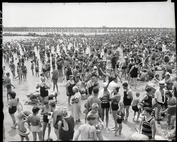 Framed Print : Coney Island Crowd With Boardwalk Framed Print : Coney Island Crowd With Boardwalk