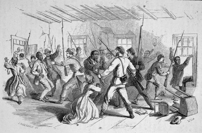 Framed Print : Confederate Soldiers Threaten Churchgoers, TN, 1860s