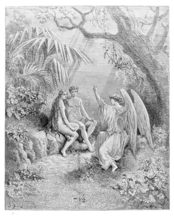 Framed Print : The conference with the angel engraving 1885 Framed Print : The conference with the angel engraving 1885