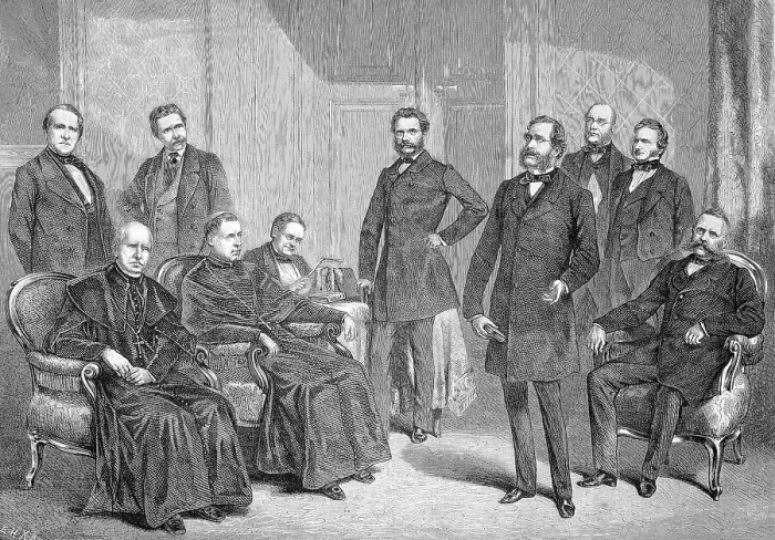 Framed Print : Conference in the House of Lords in Vienna, Austria, Professor Arndts, Cardinal Rauscher, Cardinal Prince Schwarzenberg, Count Thun, Count Auersperg, Professor Rokitansky, Baron Lichtenfels, President Colloredo, Historical