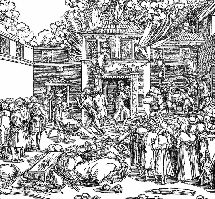 Framed Print : Conflagration in a Medieval Town, 1690, France, Historic, digitally restored reproduction of an original 19th-century artwork Framed Print : Conflagration in a Medieval Town, 1690, France, Historic, digitally restored reproduction of an original 19th-century artwork