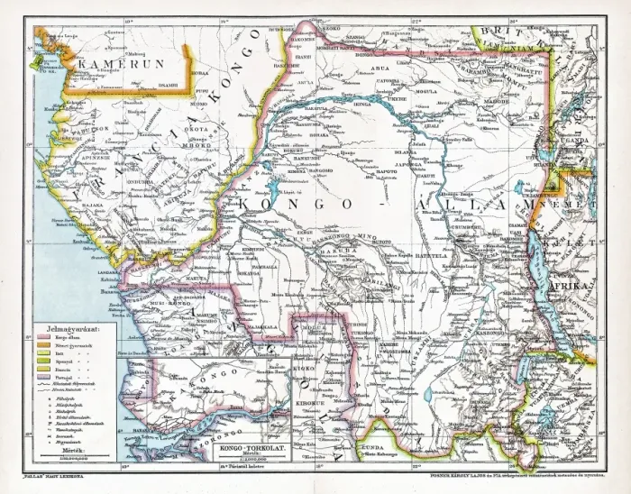 Framed Print : Congo map, central Africa from 1895 Framed Print : Congo map, central Africa from 1895