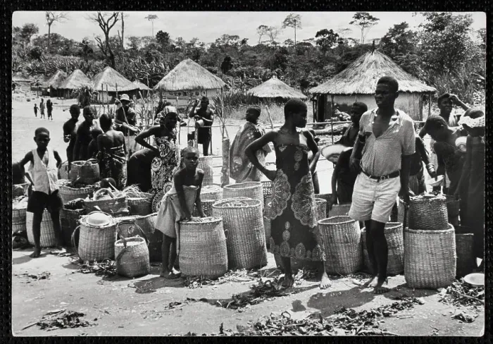 Framed Print : Congo Peoples Near Houses Framed Print : Congo Peoples Near Houses