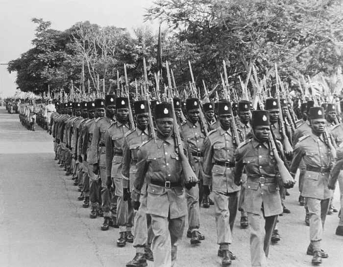 Framed Print : Congolese Troops Parading with Weaponry Framed Print : Congolese Troops Parading with Weaponry