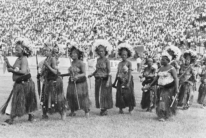 Framed Print : Congolese Women Dancers Enter Stadium Framed Print : Congolese Women Dancers Enter Stadium