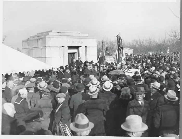 Framed Print : Congregation at Burial Site of Late Mayor Anton J. Cermak Framed Print : Congregation at Burial Site of Late Mayor Anton J. Cermak