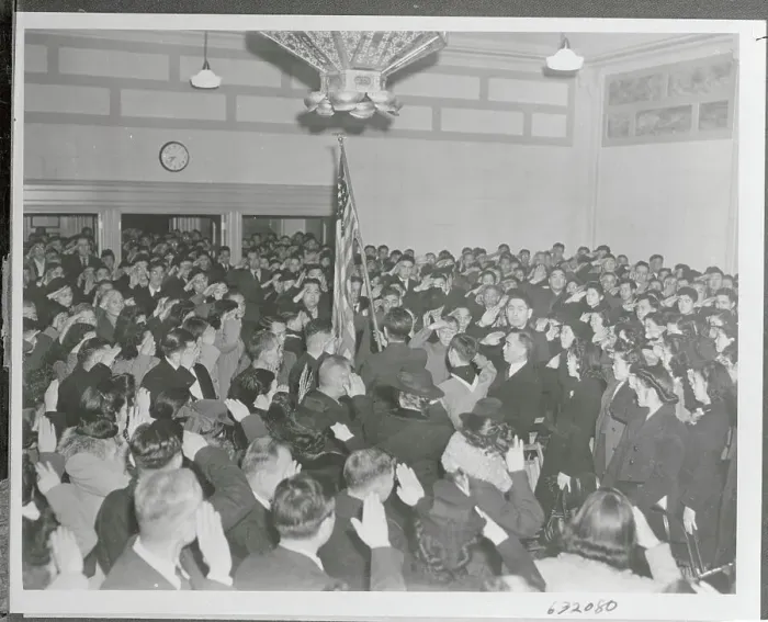 Framed Print : Congregation of Japanese for United States