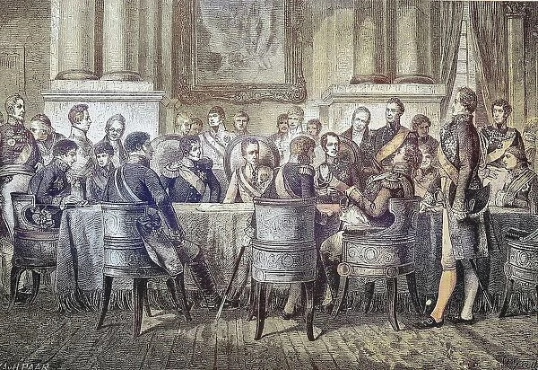 The Congress of Vienna in 1815, Austria, Historical, digitally restored reproduction from a 19th century original