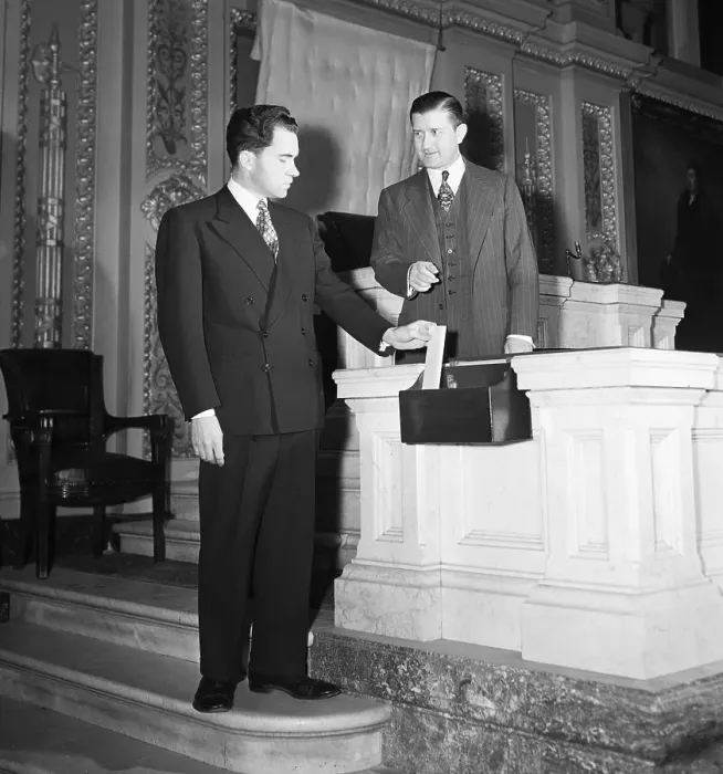 Framed Print : Congressman Richard Nixon and Ralph Roberts Framed Print : Congressman Richard Nixon and Ralph Roberts