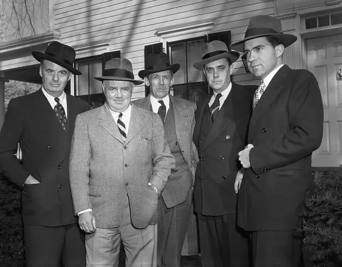 Framed Print : Congressmen Pose Outside Home Framed Print : Congressmen Pose Outside Home