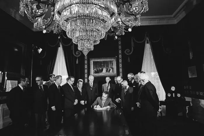 Framed Print : Congressmen Watch Pres.Nixon Sign Treaty Framed Print : Congressmen Watch Pres.Nixon Sign Treaty