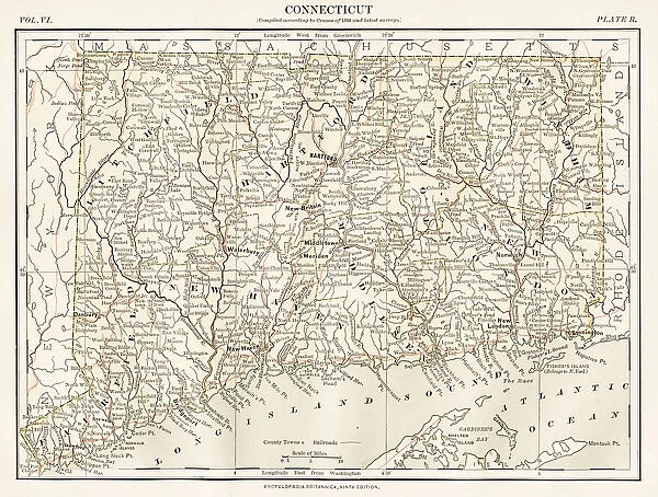 Connecticut map 1884