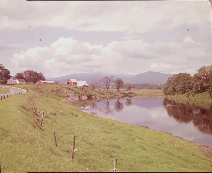 Framed Print : Connecticut River and Farm Framed Print : Connecticut River and Farm