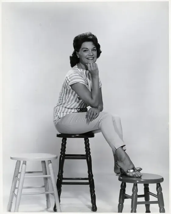 Framed Print : Connie Francis Posed / Seated on Stool