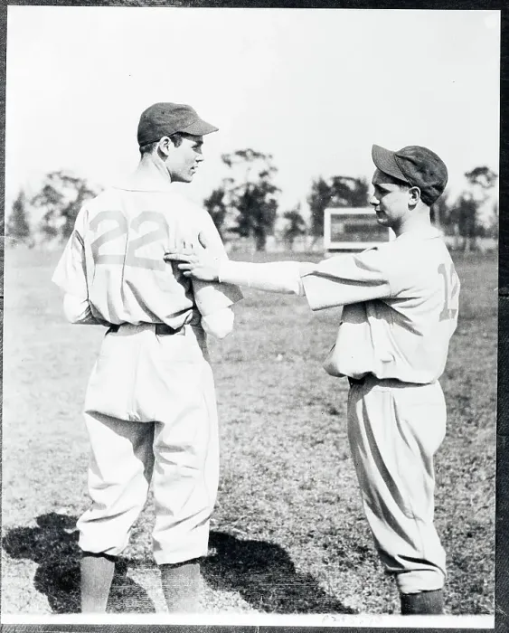 Framed Print : Connie Mack Jr. Helping Sammy Foxx With Baseball Advice Framed Print : Connie Mack Jr. Helping Sammy Foxx With Baseball Advice