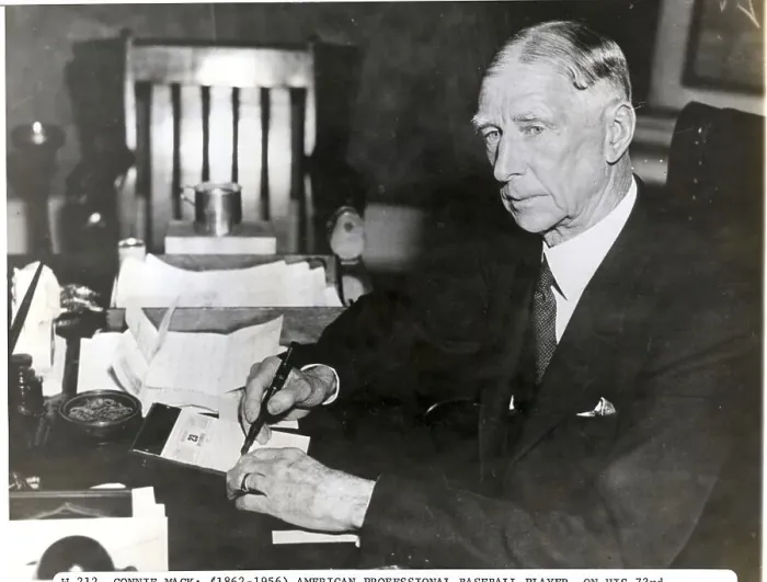 Framed Print : Connie Mack Seated At Desk Writing Framed Print : Connie Mack Seated At Desk Writing