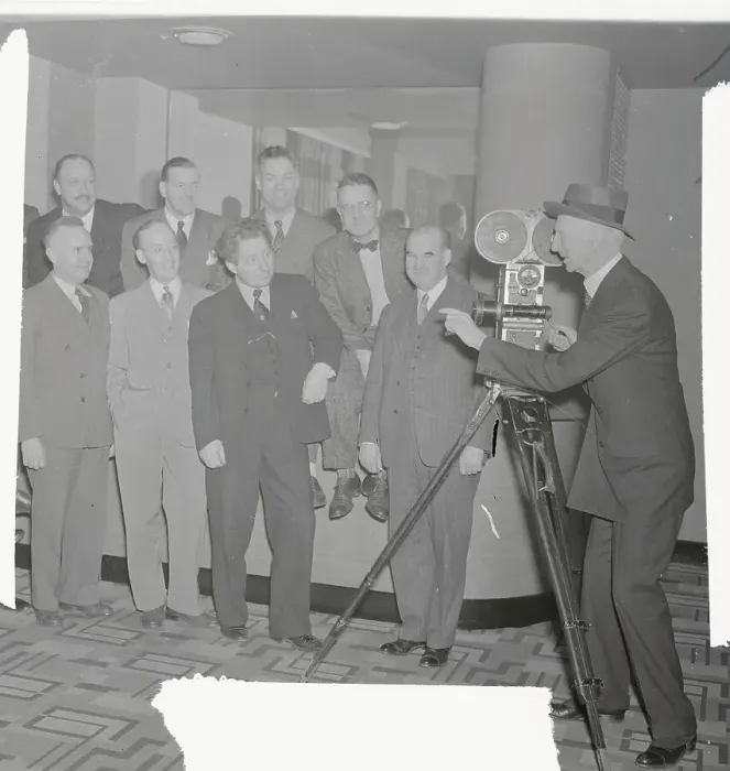 Framed Print : Connie Mack Taking Pictures of Sports Writers Framed Print : Connie Mack Taking Pictures of Sports Writers